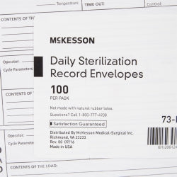 Sterilization Record Envelope - White 8.5 x 11 Inch Daily Cycle Documentation Storage