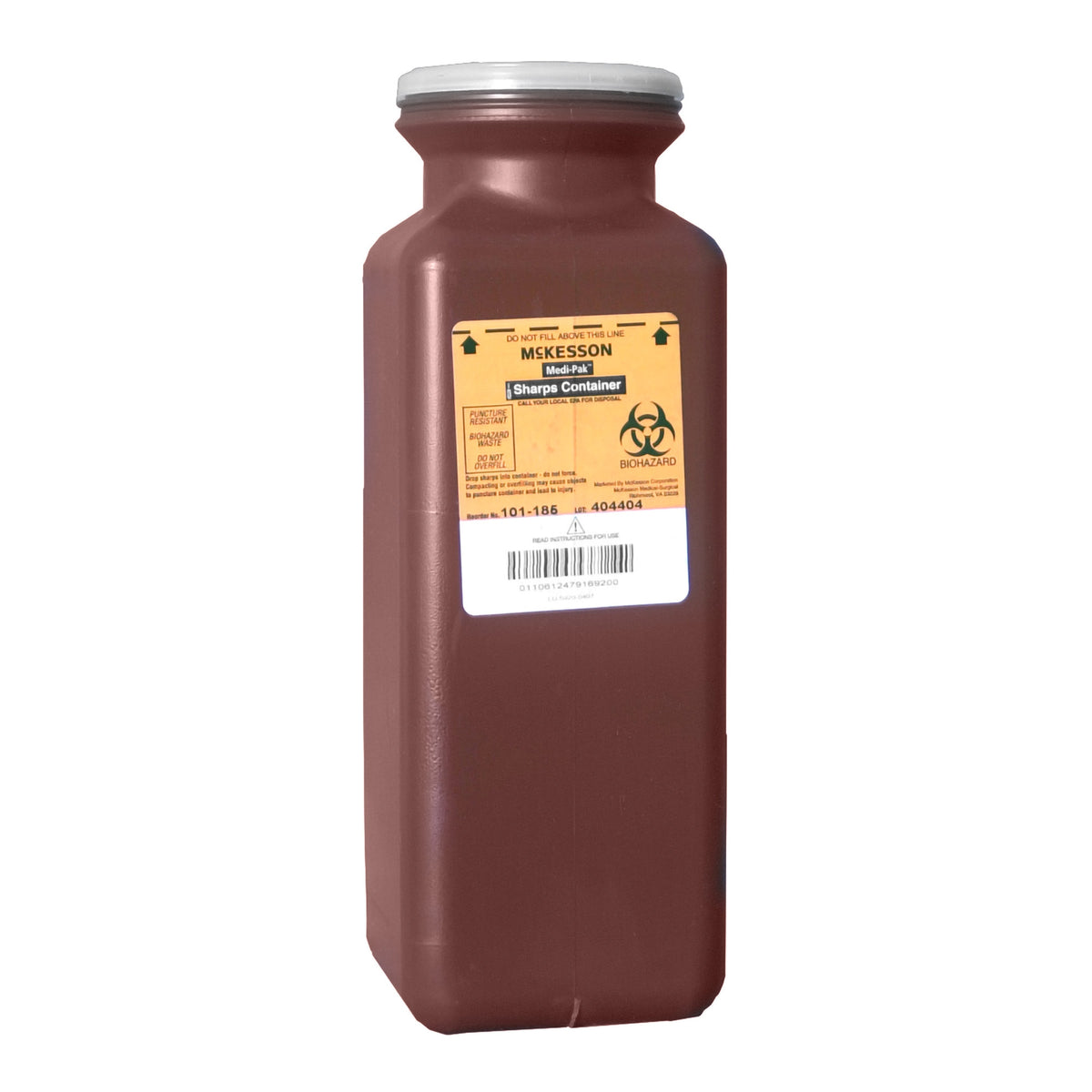 McKesson Sharps Container 1.7 Quart - Red Base Translucent Lid, Puncture Resistant Medical Waste Disposal