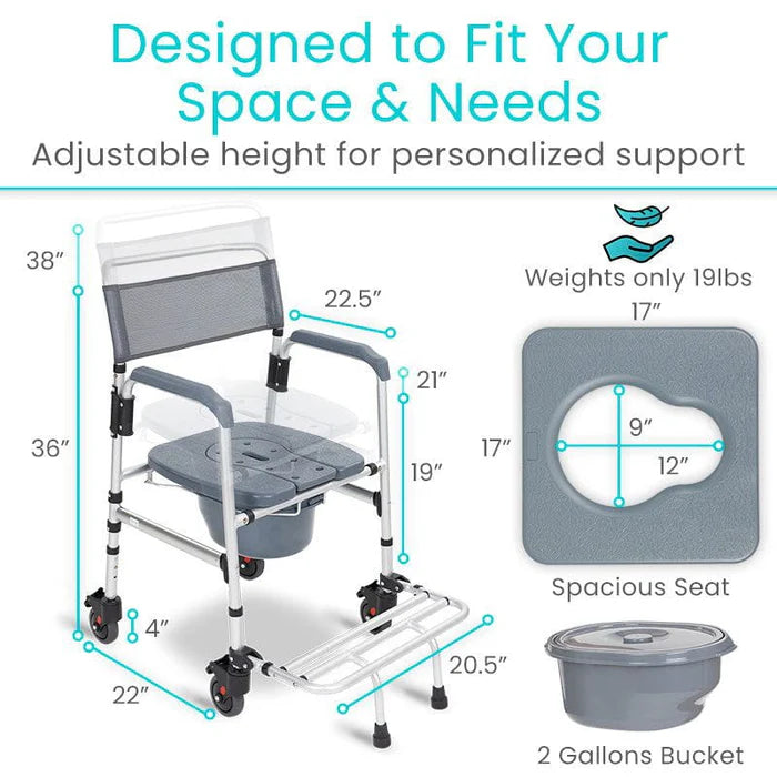 Core Shower Commode Transport Wheelchair