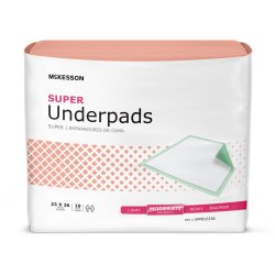 McKesson Super Incontinence Underpads - Moderate Absorbency, Fluff/Polymer Core, Disposable (UPMD2336)