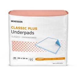 McKesson Classic Plus Underpads - Disposable Bed Pads, Light Absorbency 800g, Blue Poly Backsheet