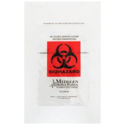 Specimen Transport Bags with Document Pouch - 6x9 Inch Biohazard Bags, Reclosable Seal, 1.6 Mil Polyethylene (100/Pack)