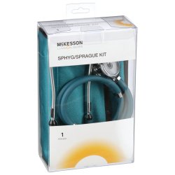 Aneroid Sphygmomanometer Combo Kit with Cuff and Stethoscope - Adult Size 11, Teal Green