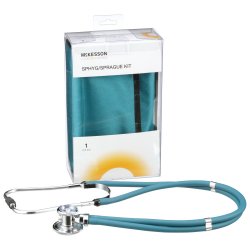 Aneroid Sphygmomanometer Combo Kit with Cuff and Stethoscope - Adult Size 11, Teal Green