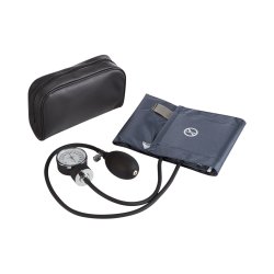 Professional 2-Tube Aneroid Sphygmomanometer Blood Pressure Monitor with Navy Blue Nylon Cuff - Case of 20