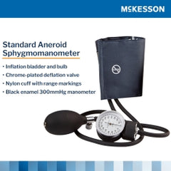 Aneroid Sphygmomanometer Blood Pressure Monitor - 2-Tube with Large Navy Blue Cuff (23-38cm)