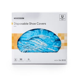 Disposable Non-Skid Shoe Covers - Blue Elastic Polypropylene Booties - Box of 50