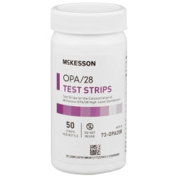 McKesson OPA-28 Concentration Indicator Test Strips - Single Use Sterility Verification Pads (50 Strips/Bottle)