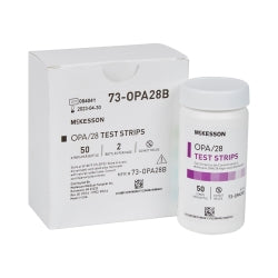 McKesson OPA-28 Concentration Indicator Test Strips - Single Use Sterility Verification Pads (50 Strips/Bottle)