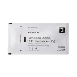 Povidone-Iodine Antiseptic Swabsticks 10% - Sterile Pre-Surgical Prep & First Aid (3-Pack)