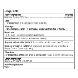 Isopropyl Alcohol Impregnated Swabstick, 70% Sterile Antiseptic, 3 Pack - 100mm Pre-Saturated