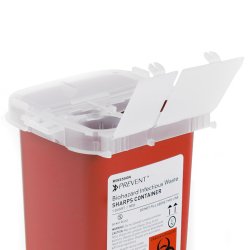 McKesson Prevent Sharps Container - 1 Quart, Red Base, Vertical Entry, Puncture-Resistant Biohazard Disposal