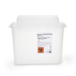 Medical Sharps Container 5 Quart - Horizontal Drop, Puncture-Resistant Polypropylene with Locking Lid