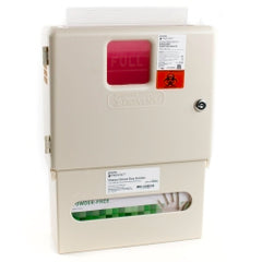 Sharps Container Wall Cabinet Kit with Glove Dispenser - Locking, Cream, 15H x 12.25W x 4.75D Inch