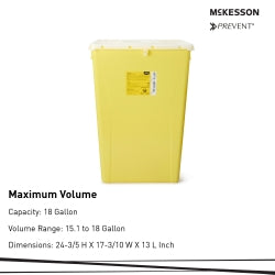 McKesson Prevent Premium Chemotherapy Sharps Container - 18 Gallon PG-II Cytotoxic Waste