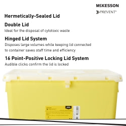 McKesson Prevent Premium Chemotherapy Sharps Container - 18 Gallon PG-II Cytotoxic Waste