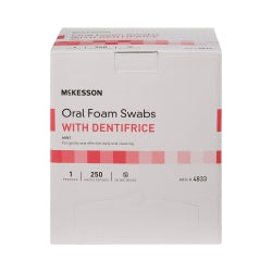 Oral Swabstick with Dentifrice - Pink Foam Tip, Paper Shaft, Non-Sterile - Single Use Dental Hygiene Swabs