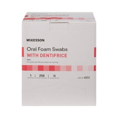 Oral Swabstick with Dentifrice - Pink Foam Tip, Paper Shaft, Non-Sterile - Single Use Dental Hygiene Swabs