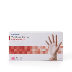 McKesson Confiderm Vinyl Exam Gloves - Powder-Free, Beaded Cuff, Ambidextrous, Clear