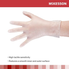 McKesson Confiderm Vinyl Exam Gloves - Powder-Free, Beaded Cuff, Ambidextrous, Clear