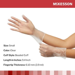 McKesson Confiderm Vinyl Exam Gloves - Powder-Free, Beaded Cuff, Ambidextrous, Clear