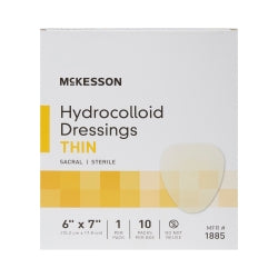 McKesson Thin Hydrocolloid Sacral Dressing - Sterile Wound Care with Film or Foam Backing