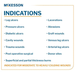 McKesson Calcium Alginate Wound Dressing - Sterile, Highly Absorbent Sheet for Moderate to Heavy Exudate