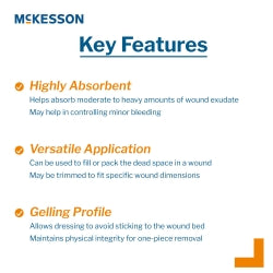 McKesson Calcium Alginate Wound Dressing - Sterile, Highly Absorbent Sheet for Moderate to Heavy Exudate