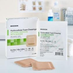 McKesson Silicone Adhesive Foam Dressing - Square with Border, Sterile, Waterproof (484)