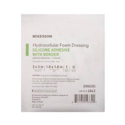McKesson Silicone Adhesive Foam Dressing - Square with Border, Sterile, Waterproof (484)