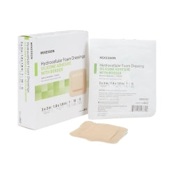 McKesson Silicone Adhesive Foam Dressing - Square with Border, Sterile, Waterproof (484)