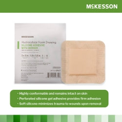 McKesson Silicone Adhesive Foam Dressing - Square with Border, Sterile, Waterproof (484)