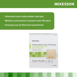 McKesson Silicone Adhesive Foam Dressing - Square with Border, Sterile, Waterproof (484)