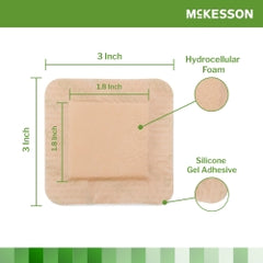 McKesson Silicone Adhesive Foam Dressing - Square with Border, Sterile, Waterproof (484)