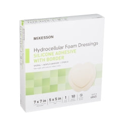 McKesson Hydrocellular Foam Dressing - Sterile Wound Care with Silicone Adhesive Border