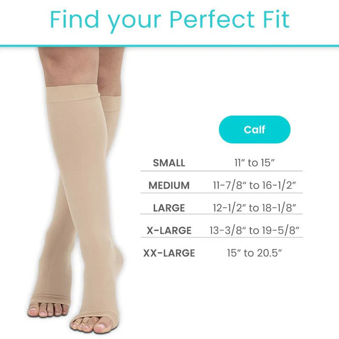 Knee High Open Toe Graduated Compression Stockings 20-30mmHg