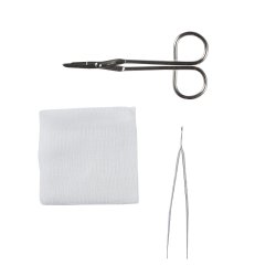 Sterile Suture Removal Kit with Metal Instruments - Littauer Scissors, Forceps & 12-Ply Gauze