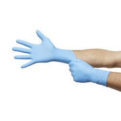 Confiderm 6.5CX Nitrile Exam Gloves - Powder-Free Chemo-Tested Extended Cuff (Blue, 12 Inch)