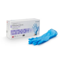 Confiderm 6.5CX Nitrile Exam Gloves - Powder-Free Chemo-Tested Extended Cuff (Blue, 12 Inch)