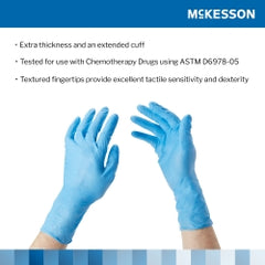 Confiderm 6.5CX Nitrile Exam Gloves - Powder-Free Chemo-Tested Extended Cuff (Blue, 12 Inch)