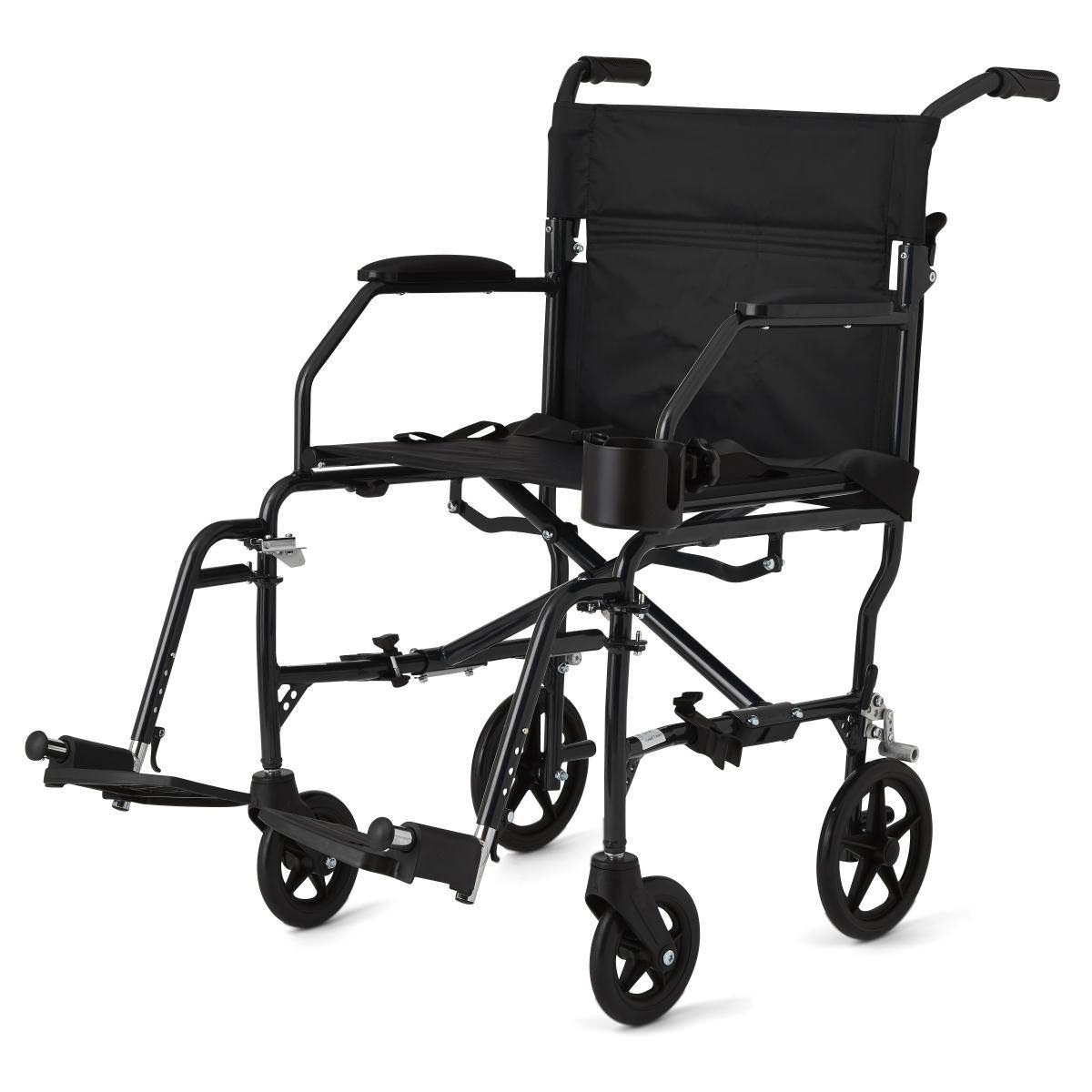 Medline Ultralight Foldable Transport Chair - 15 lbs Lightweight Portable Wheelchair with Swing-Away Footrests