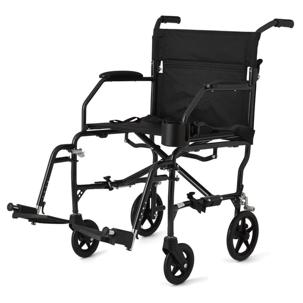 Medline Ultralight Foldable Transport Chair - 15 lbs Lightweight Portable Wheelchair with Swing-Away Footrests