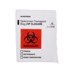McKesson Specimen Transport Bag 8" x 10" - Biohazard Labeled with Spill-Proof Zip Closure