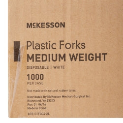 McKesson Disposable Plastic Forks - 5.75 Inch White Polypropylene Cutlery for Healthcare, Foodservice & Institutional Use