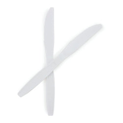 White Polypropylene Disposable Knife - Heavy & Medium Weight Options | 6.5" Bulk Pack