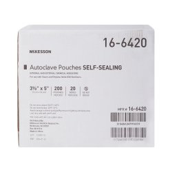 McKesson Self-Sealing Sterilization Pouches - 3.5" x 5" Transparent Blue-White with Dual Indicators