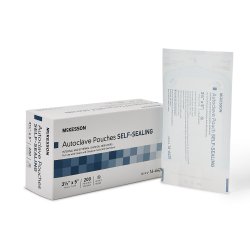 McKesson Self-Sealing Sterilization Pouches - 3.5" x 5" Transparent Blue-White with Dual Indicators