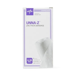 Medline Unna-Z Zinc Oxide Compression Bandages - 4 Inch x 10 Yard Venous Ulcer Treatment