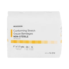 McKesson Conforming Stretch Gauze Bandage - 1 Inch x 1.7 Yards White Non-Sterile Roll