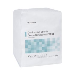 McKesson Conforming Stretch Sterile Gauze Bandage - Low-Lint Polyester Secondary Dressing Latex-Free Finished Edges